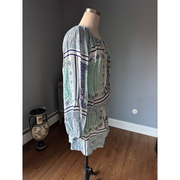 Olivaceous L/S print mini dress front lace up Large - Picture 4 of 5